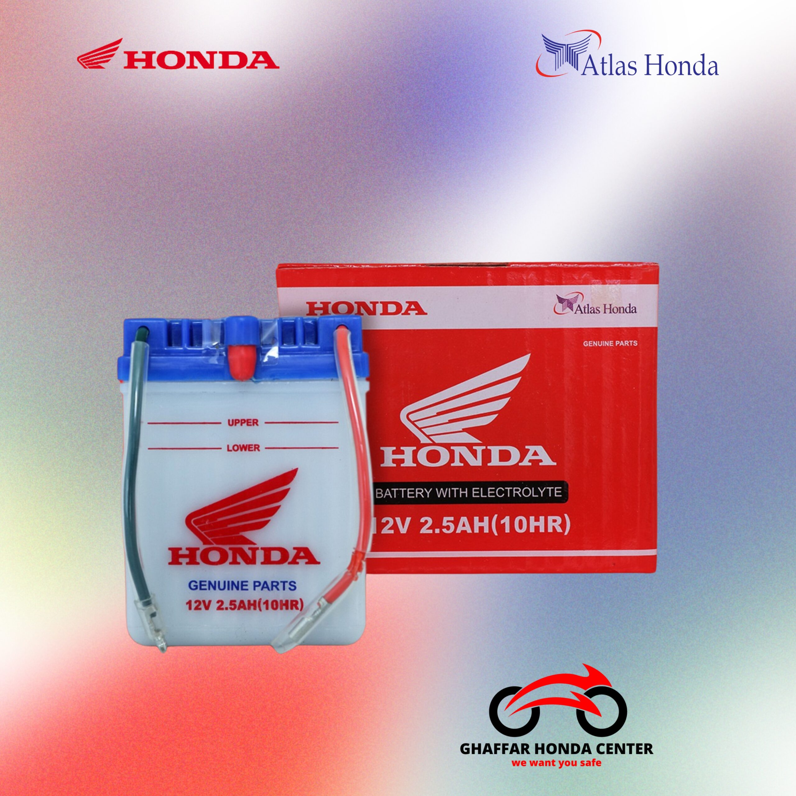 Key Features: Model Compatibility: Suitable for all Atlas Honda motorcycle models, including CD70, CG125, and Pridor, ensuring a perfect fit and compatibility. High Performance: Built with advanced technology and high-quality materials to provide robust and consistent power output, enhancing the overall performance of your motorcycle. Long-lasting Durability: Designed with durability in mind, the Atlas Honda Battery offers a prolonged service life, reducing the need for frequent replacements. Maintenance-Free: Equipped with maintenance-free technology, eliminating the hassle of regular battery checks and ensuring hassle-free operation. Quick Charging: Efficient charging capabilities enable the battery to recharge quickly, minimizing downtime and ensuring your motorcycle is always ready to hit the road. Reliable and Safe: Manufactured adhering to strict quality standards, the Atlas Honda Battery offers reliable performance and safety, protecting your motorcycle's electrical system and ensuring a worry-free riding experience.
